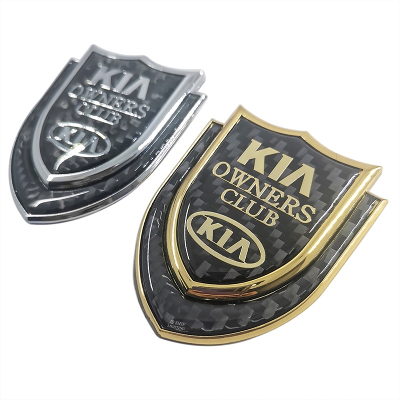 1pc Stiker Emblem Logo KIA Owners Club Bahan Metal Carbon Fiber Untuk Dekorasi Mobil