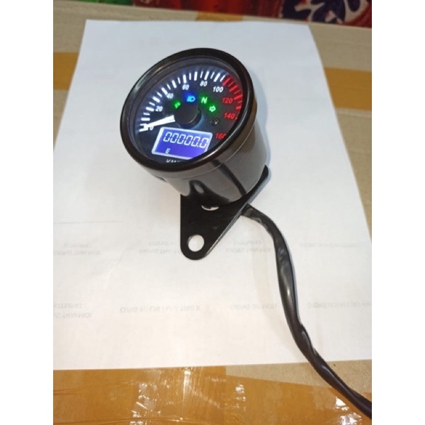 spidometer jarum dan ampere bensin digital bulat hitam universal speedometer amper bensin