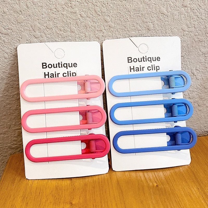 3pcs / set Jepit Rambut Poni Samping Warna Permen Untuk Wanita