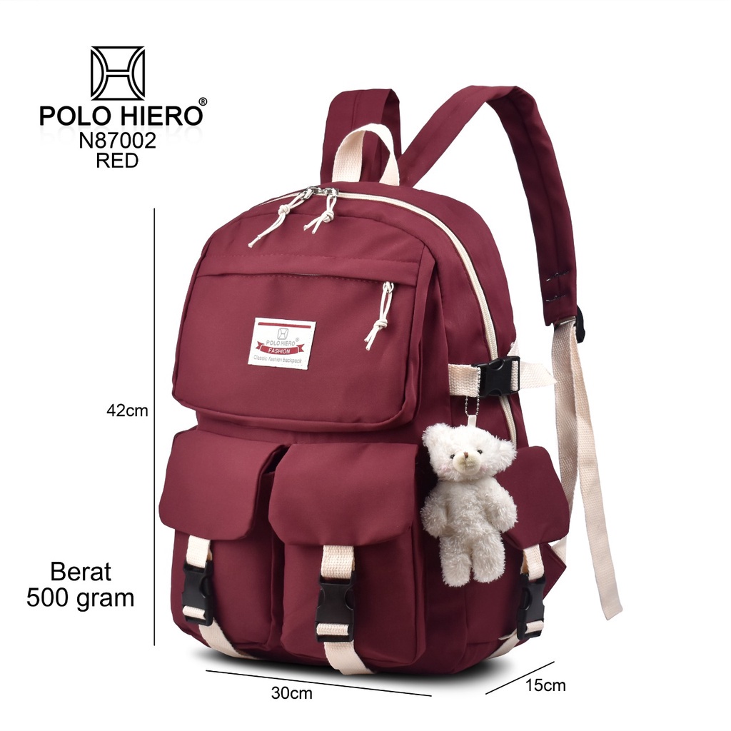 Tas Wanita Polo Hiero N87002 Fashion Tas Perempuan Import Tas Sekolah Ransel Fashion Tas Punggung Kerja Tas Kuliah