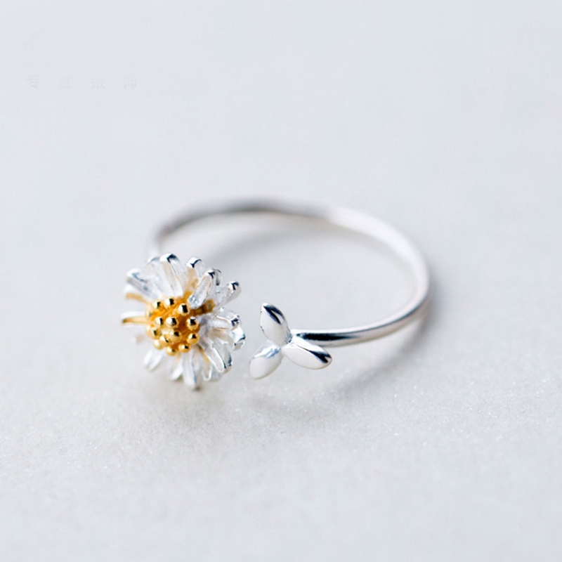 Cincin Kasual Ring Daisy Daun Imut Baru Versi Korea Pembukaan Perhiasan Rings Women Jewelry