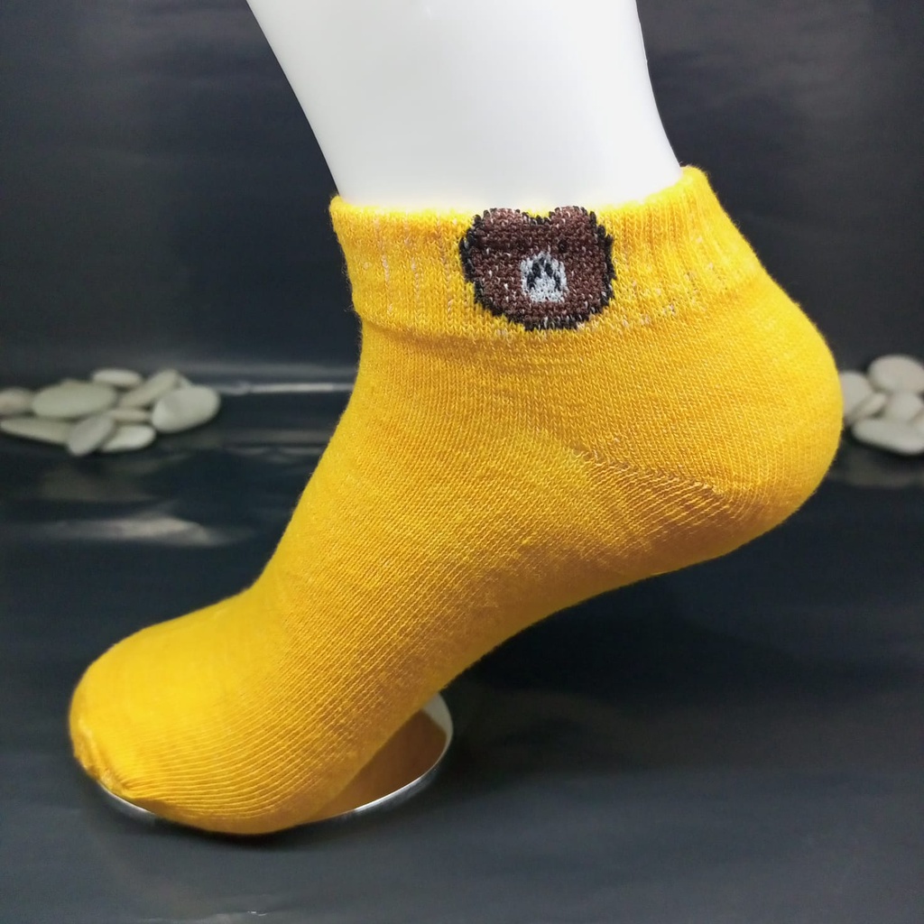 ⭐𝐈𝐇𝐒 𝟎𝟔𝟑⭐️Kaos Kaki Pria Wanita Motif Beruang Kaos Kaki Semata Ankle Socks-5 Kuning