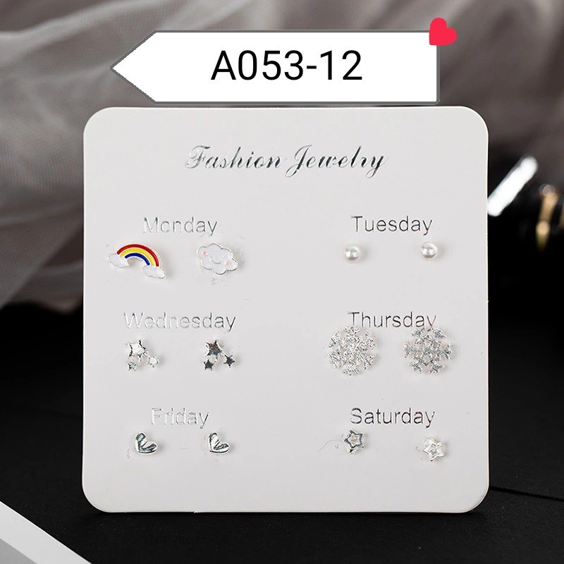 ANTING WANITA 6 PASANG ANTING TUSUK SIMPLE KREATIF GAYA KOREA UNTUK WANITA-A053-12