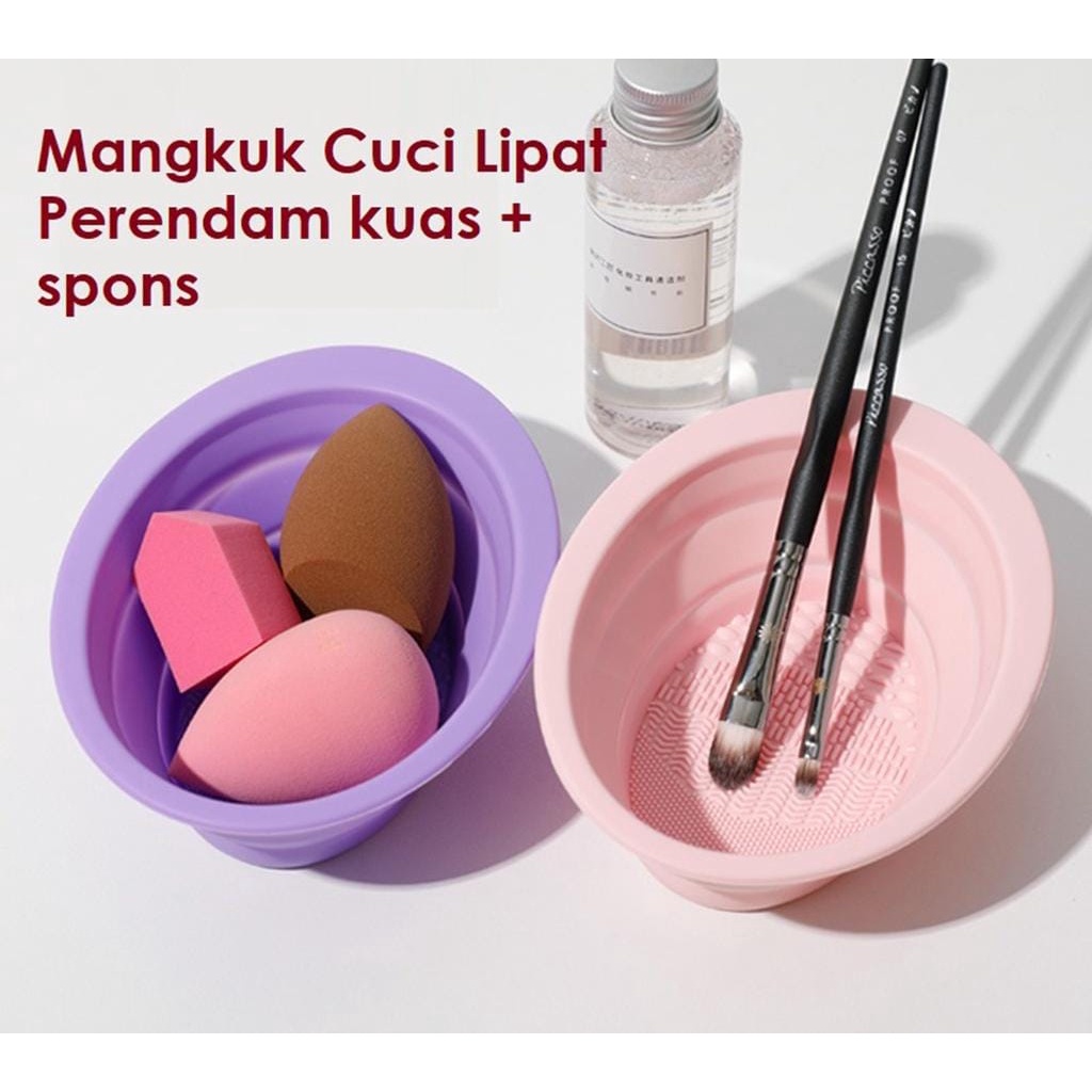 familygames POT PEMBERSIH KUAS sponge make up brush cleaning alat cuci brush make up brush cleaning bowl  P024