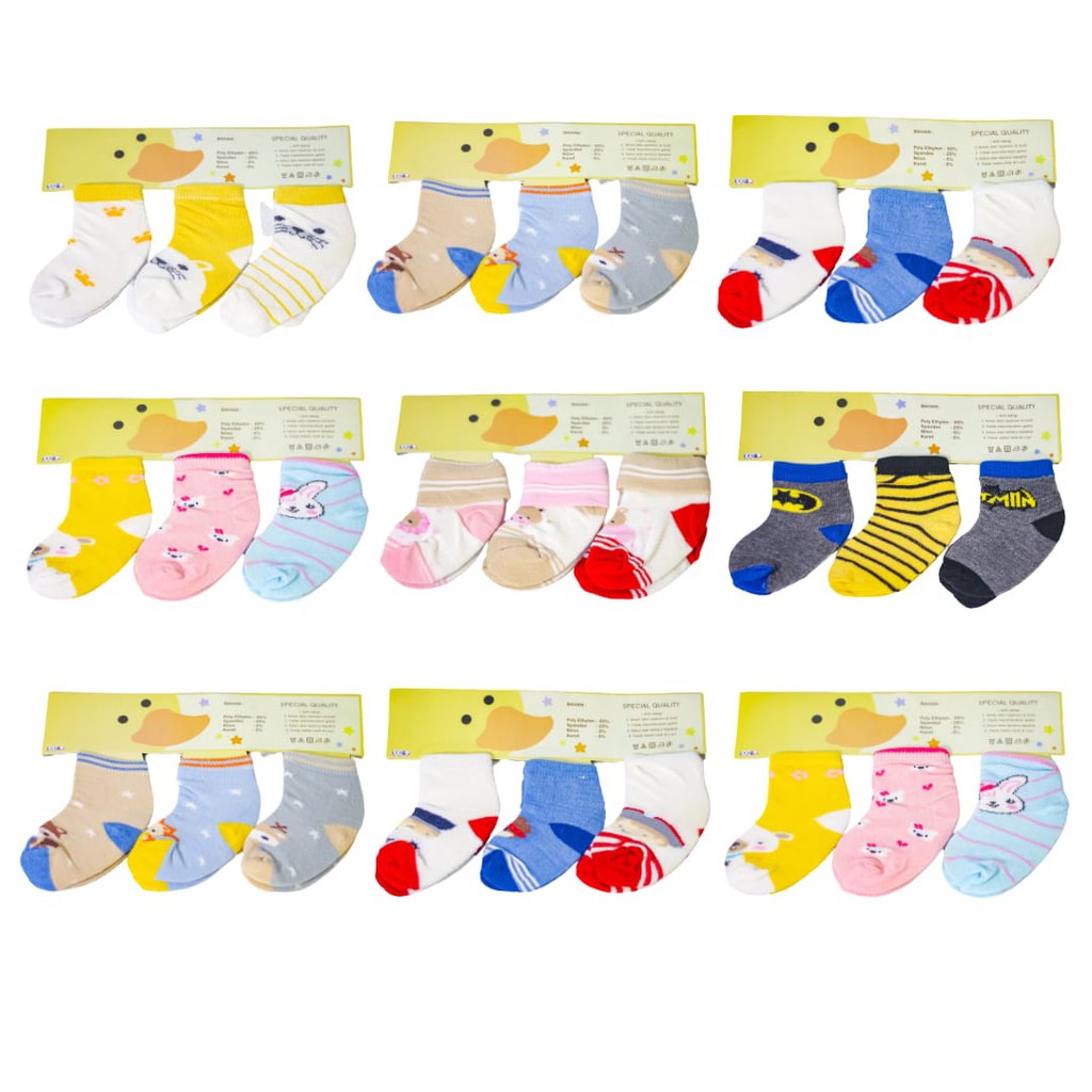 Promo !! WINTEKU-KAOS KAKI BAYI ISI 3 PASANG KAOS KAKI MOTIF