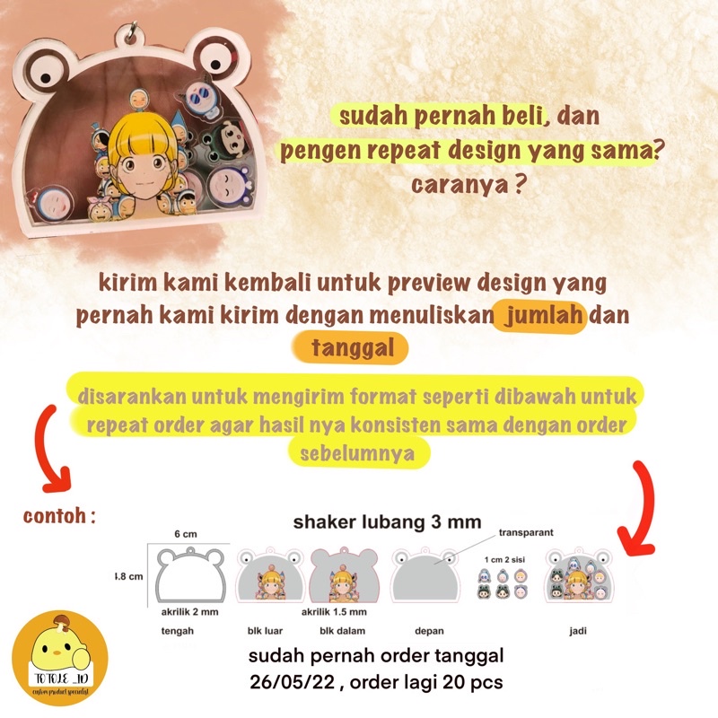 Kaloona.Shop Gantungan Kunci Shaker Custom / Shaker Keychain / Shaker Ganci / Akrilik Shaker