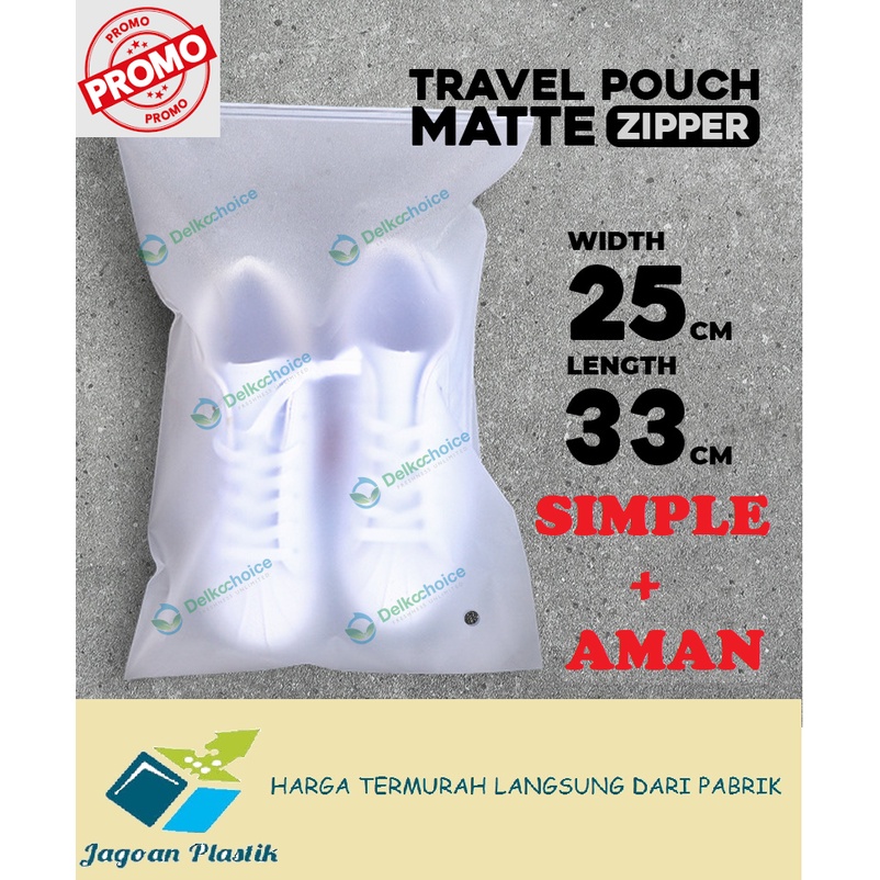 TRAVEL POUCH MATTE ZIPPER UKURAN 25 CM X 33 CM