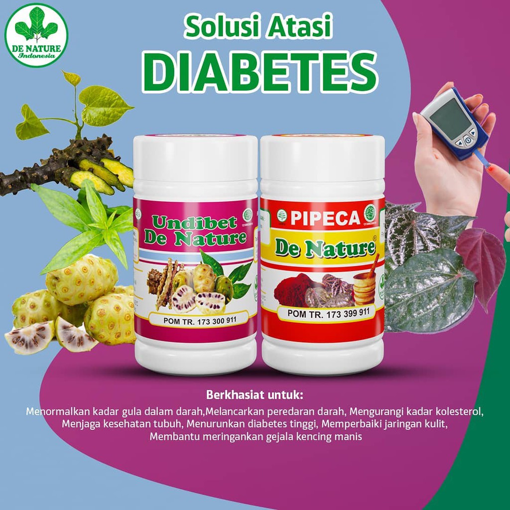 

Undiabet & Pipeca Herbal - Kapsul Diabetes Ampuh - Gula Darah / Gula Basah / Gula Kering - Herbal