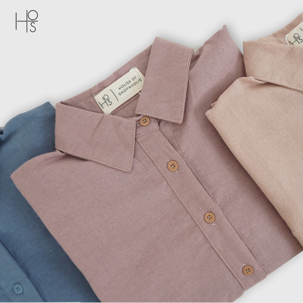 Hosofshopaholic - BECARA SHIRT - Pakaian Wanita - Atasan - Basic Shirt - Kemeja Wanita - Kemeja Linen - Allsize-4