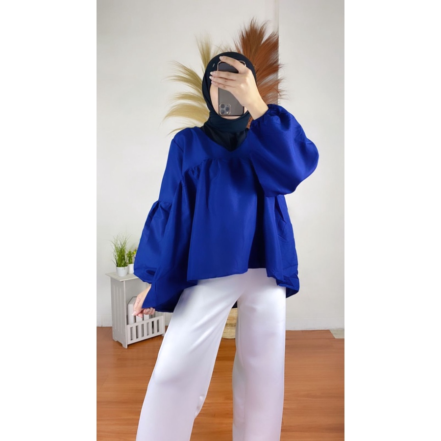 RX Fashion - Dealova Blouse / ALYNA Blouse Wanita / NAVA BLOUSE / INZA CERUTI ( GRATIS ONGKIR ) -R1-NAVY