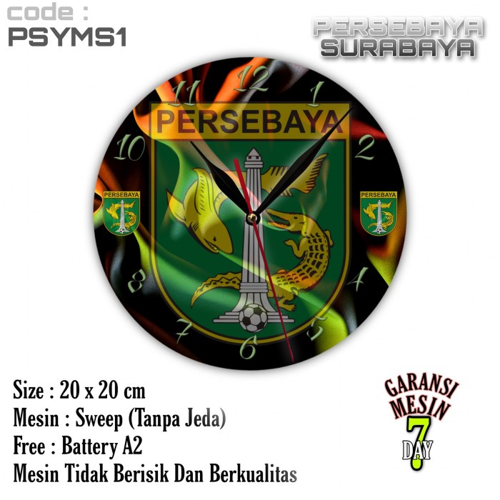 Jam Dinding PERSEBAYA SURABAYA Team Club Klub Sepakbola BONEK