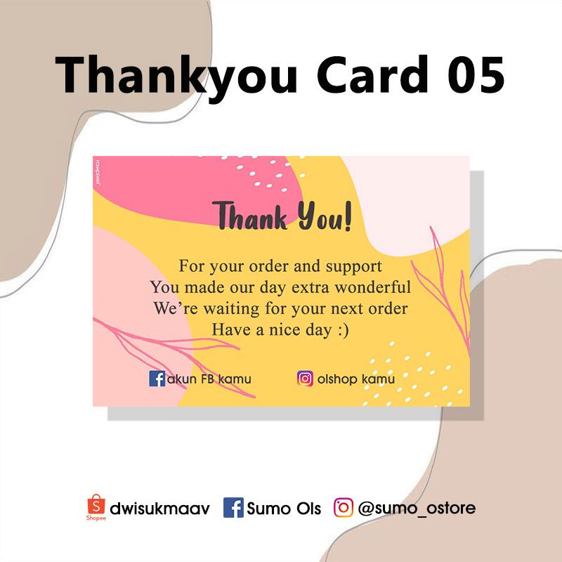 

THANK YOU CARD STIKER/LOGO/LABEL OLSHOP