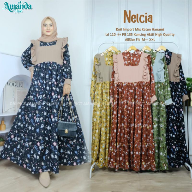 Nelcia gamisGamis syar'iGamis rendaGamis bungaGamis motifGamis modernGamis cantik
