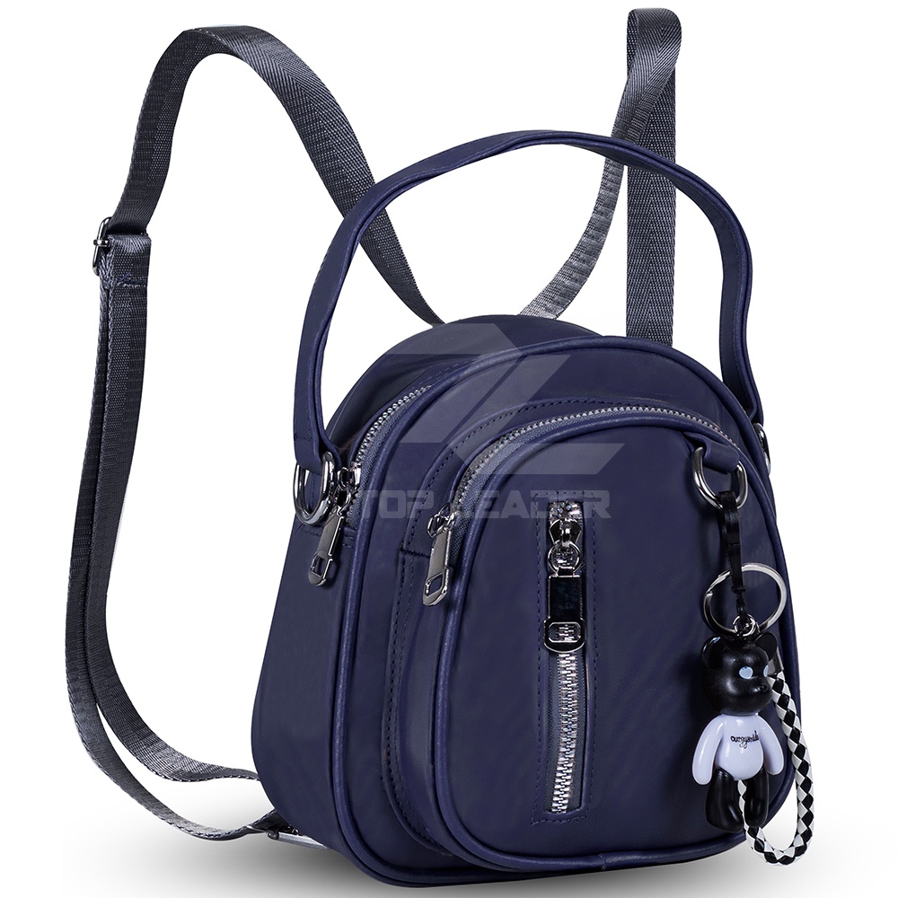 Goldies Tas Ransel Wanita Mini Style Korea Import Tas Backpack Mini Anti Air Free Gantungan-Biru Kecil Goldies
