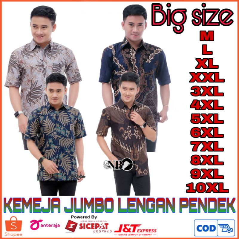 KEMEJA BATIK PRIA LENGAN PENDEK BIG SIZE JUMBO ARMI