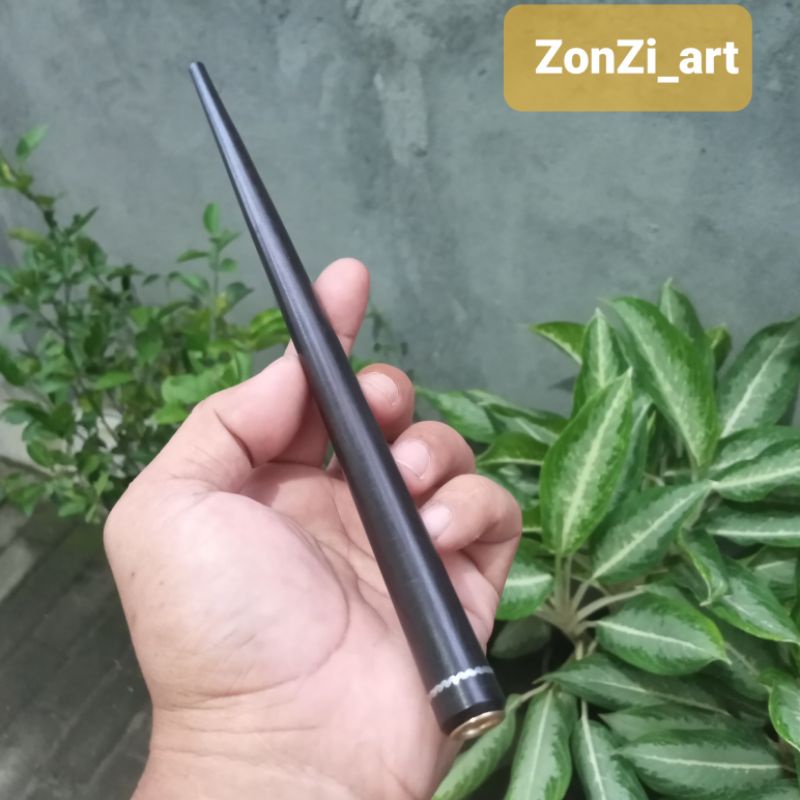 Once pipa rokok kayu galih kelor hitam motif lurus 25cm