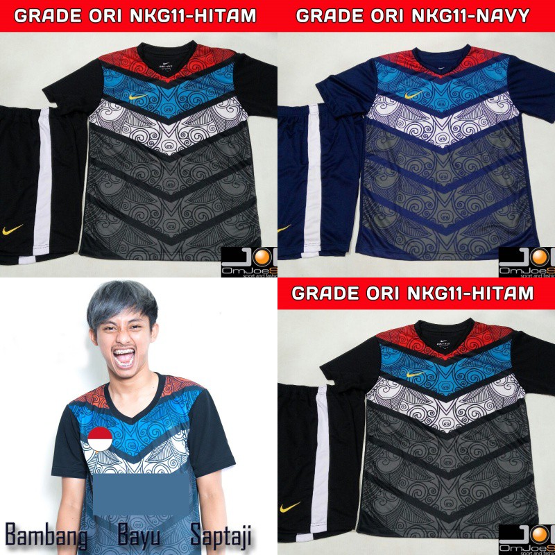 Jersey Bola Grade ori BBS NKGO11 batik setelan futsal polos baju olahraga pria wanita kaos tim