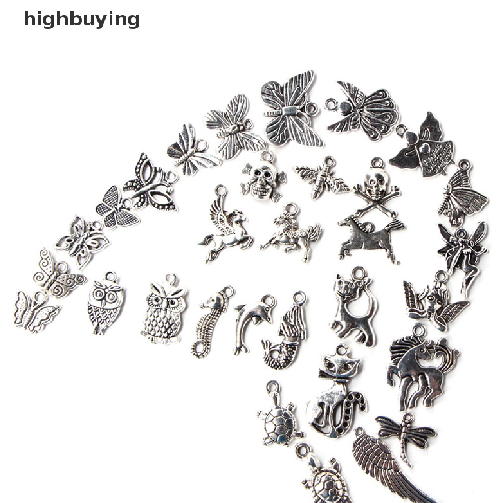 Hbid 100pcs Liontin Silver Tibet Campur Untuk DIY Perhiasan