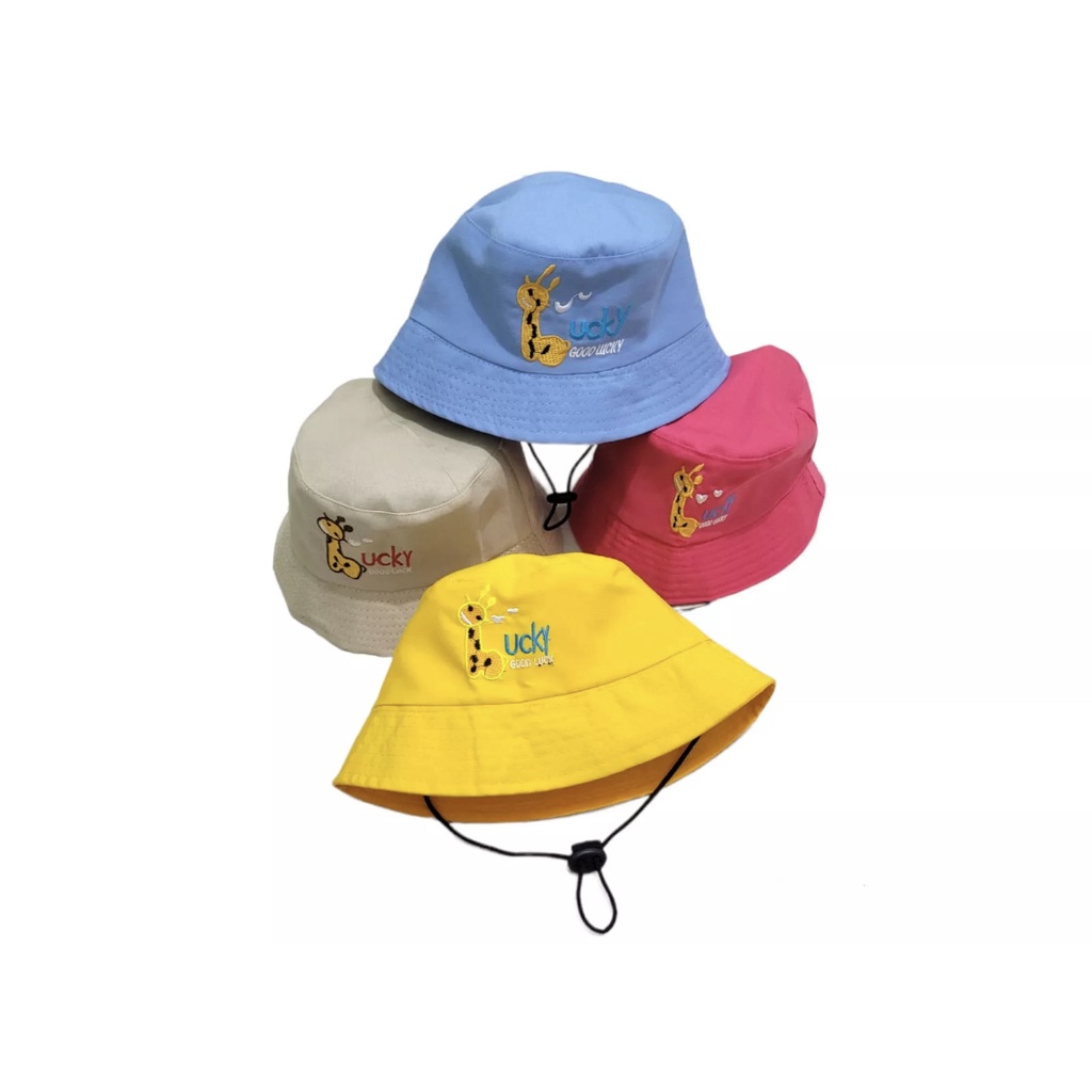 Topi Bucket Anak Bordir Jerapah Good Lucky / Bucket Anak