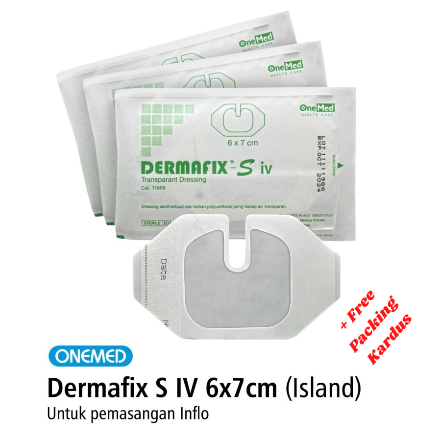 Dermafix S 6x7cm Onemed IV Dressing OneMed Plester Infus Transparan Polyurethane IV Dressing Plester Infus Anti Air One Med