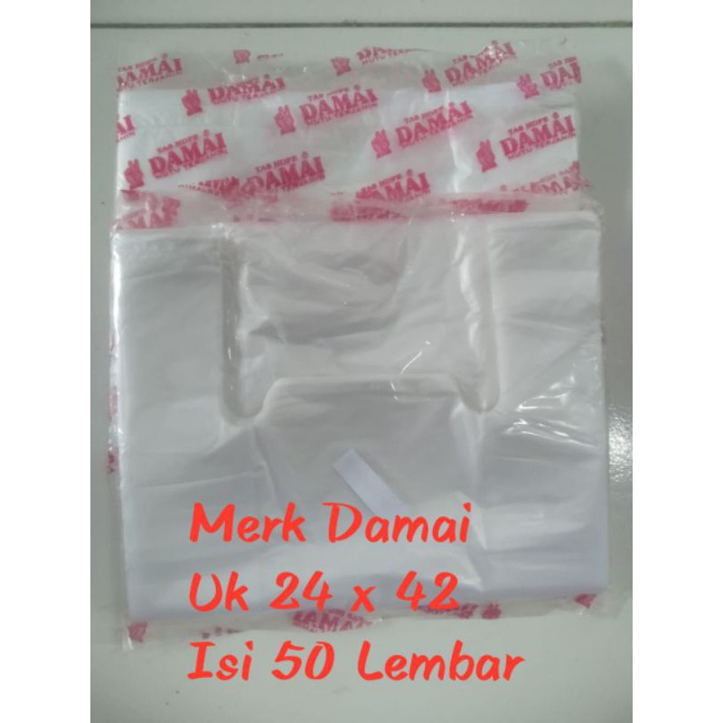KANTONG PLASTIK MERK DAMAI PLASTIK DAMAI UKURAN 24 x 42 PLASTIK BENING