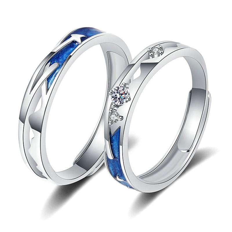 Fancyqube Cincin Model Terbuka Bahan Sterling Silver 925 Desain Meteor Shower Wish Untuk Wanita