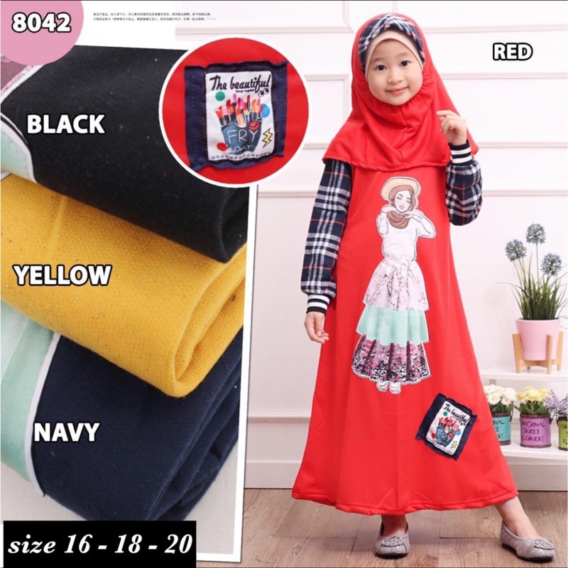 GTS RR GAMIS ANAK MURAH PEREMPUAN CEWE SMP BABYTERRY SET JILBAB REMPEL GROSIR DRESS MAXI