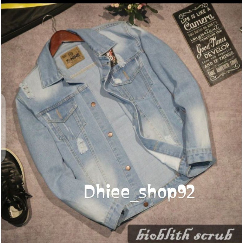 READY STOCK JAKET JEANS PRIA COWOK SENWASH SANDWASH BOMBER DENIM RCFL DILAN 1991 ORIGINAL