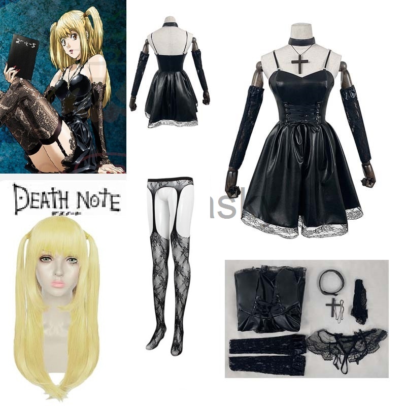 PREORDER death note cosplay rem misa mello Cosplay Costume amane misa Imitation Leather Dress Neckla