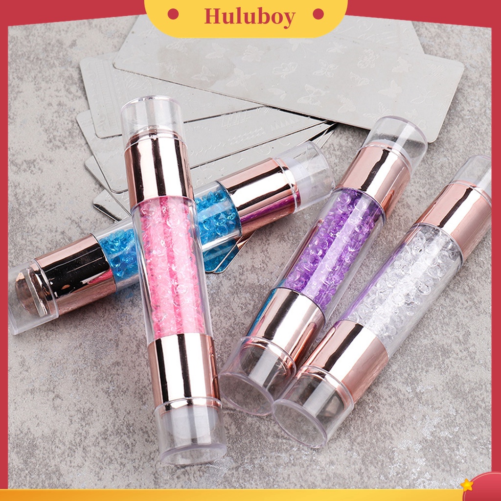 Huluboy Huluboy♡ Stempel Kuku Dua Sisi Bahan Silikon Dengan Scraper Untuk Manicure