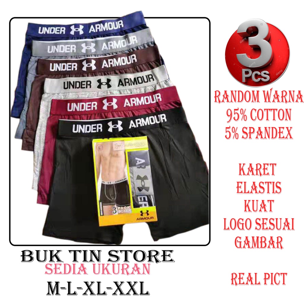 Boxer pria / Celana dalam pria / Sempak Laki / Import / Isi 3 Perbox