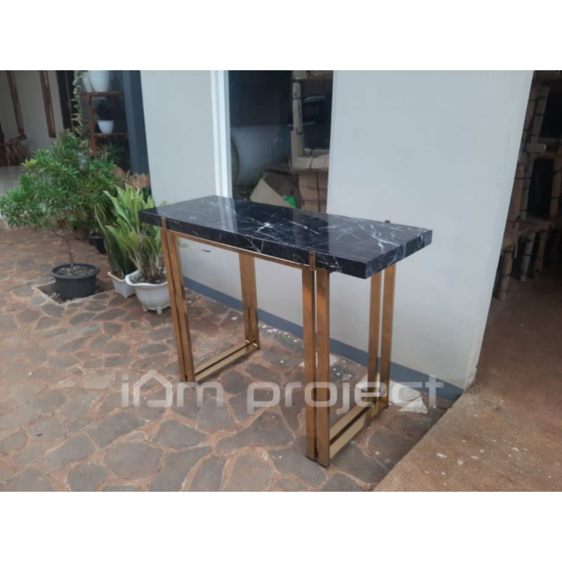 console table stainless gold marmer