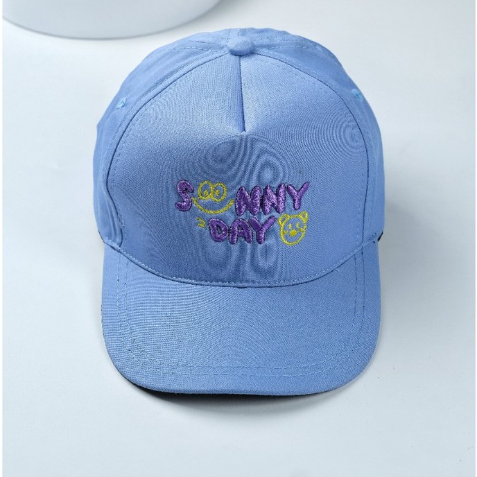 PHILEO | TOPI BASEBALL SUNNY DAY BORDIR - TOPI PET ANAK SMILE BEAR FULLCOLOUR-Sunny Day - BiruMuda