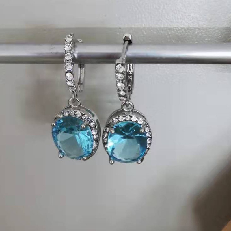 Anting Bahan Silver 925 Hias Opal Imitasi Warna Biru