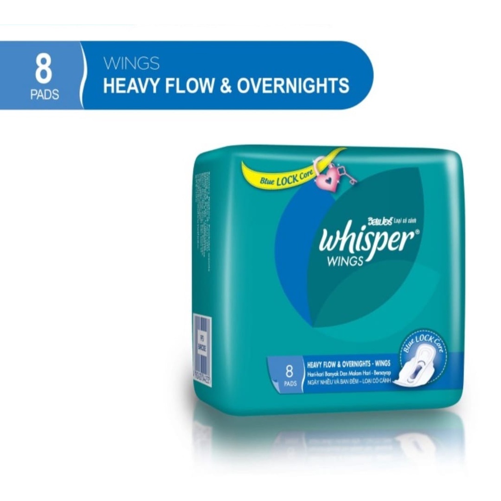 Whisper Heavy Flow & Overnights Wings 8 pcs - Whisper Pembalut Wanita