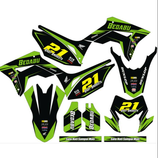 Stiker decal crf custem green bebas