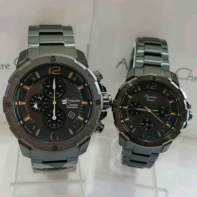 Jam Tangan Couple Alexander Christie AC6410 Full Black Original