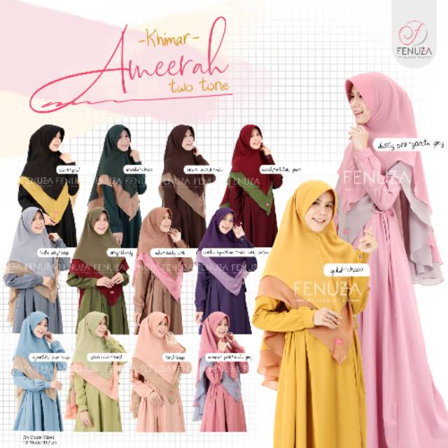 Khimar Ameerah Two Tone dari Fenuza / Arsyla Khimar dari Fenuza/Khimar
