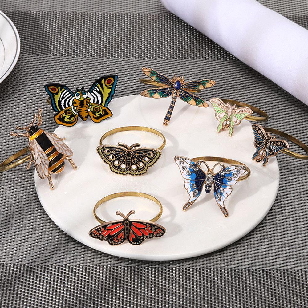 Suyo Cincin Serbet Bentuk Hamburger / Capung / Butterfly Bahan Metal Untuk Perlengkapan Pernikahan