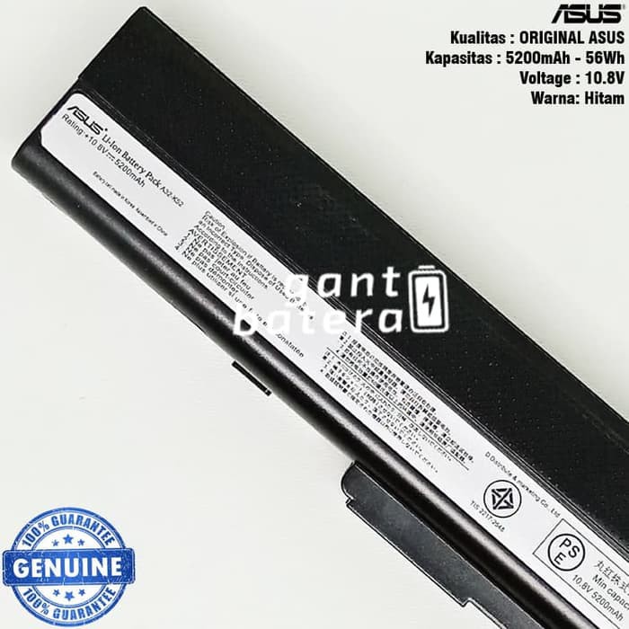 Original Baterai Asus A42 A52 K42 K52 X42 X52 A32-K52 A42-K52