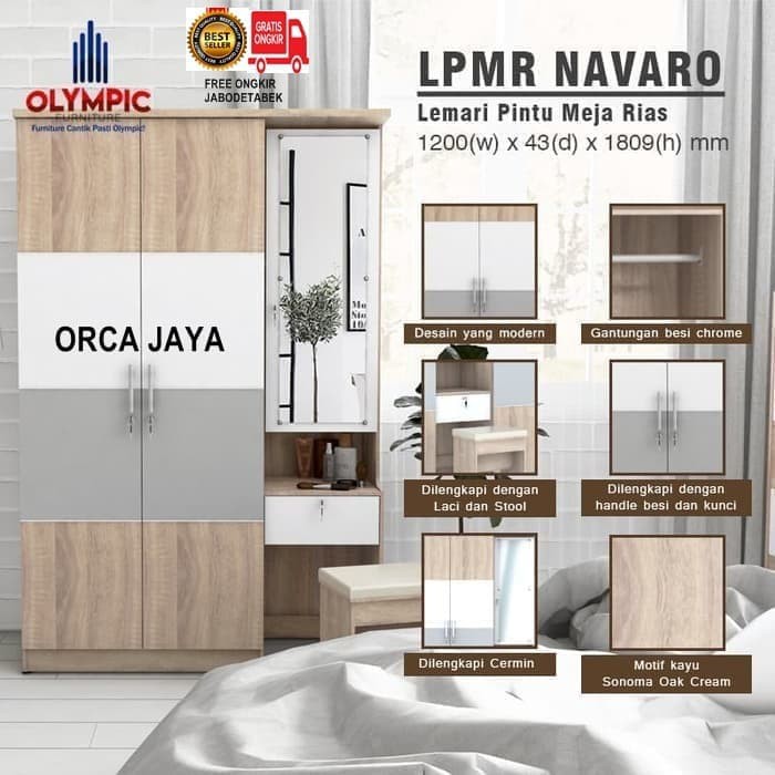Olympic Lemari Pintu Meja Rias / Dressing Table / LPMR NAVARO