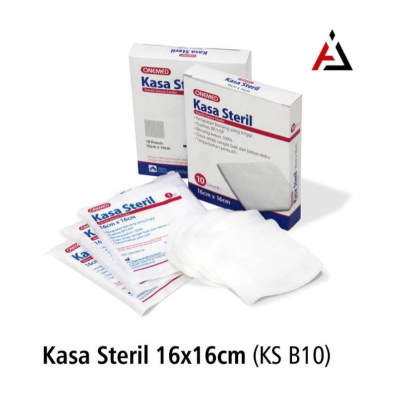 Kasa Steril Onemed 16 x 16 Per Box isi 10 Pcs / Steril Gauze Swabs