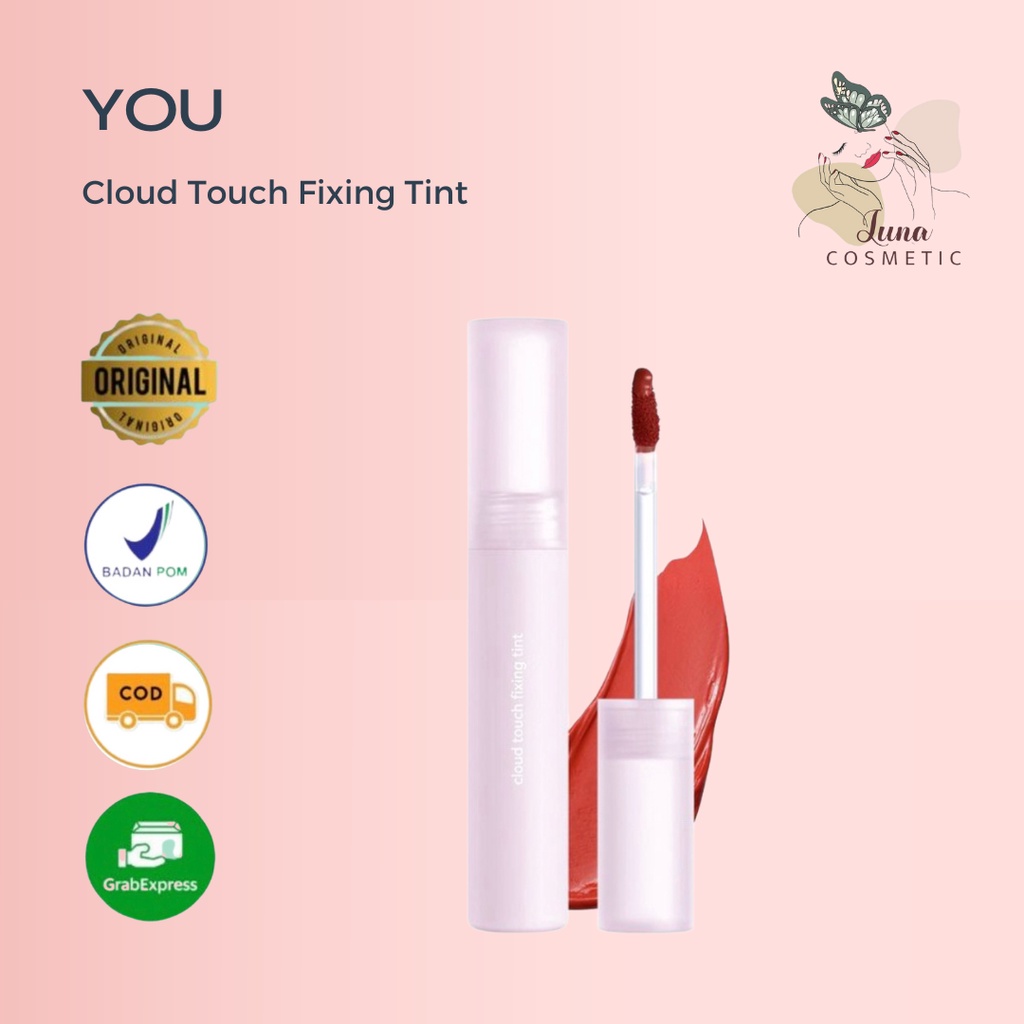 YOU Cloud Touch Fixing Lip Tint [Soft Velvet Finish Lip Stain | Korean Style Lipstik Bibir | Melembapkan Tahan Lama liptint]