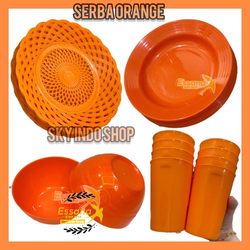 Jual Serba Orange Piring Makan Piring Rotan Gelas Sendok