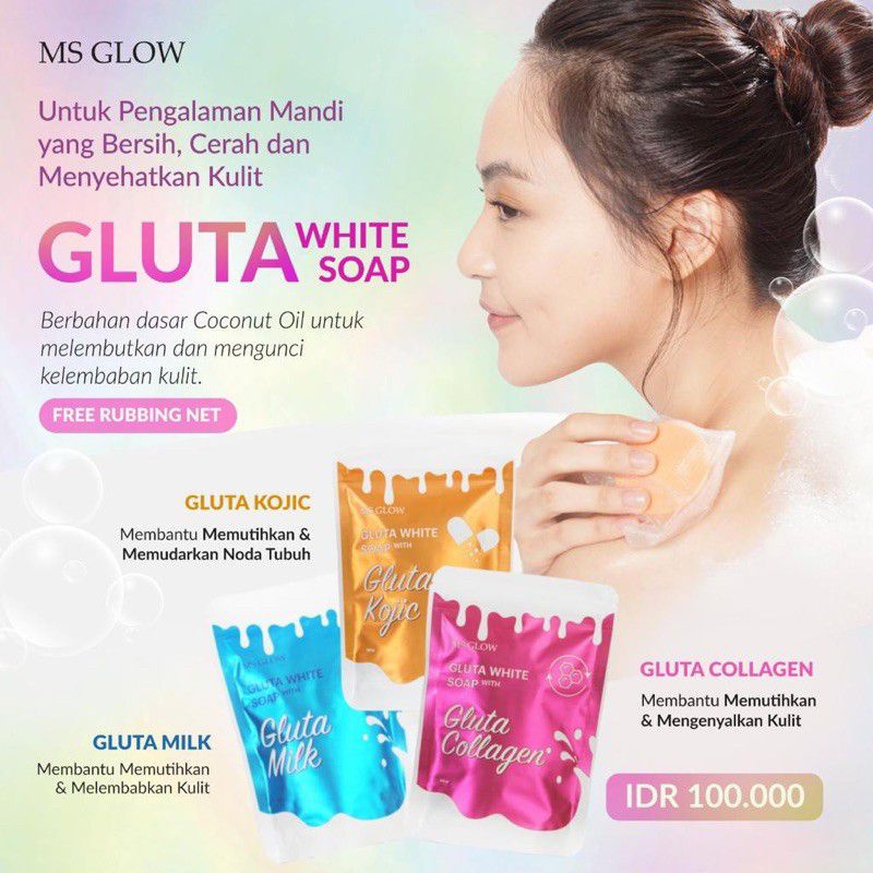 Gluta white soap / Sabun pemutih / Gluta Kojic / Gluta Milk / Gluta Collagen / Halal / Original 100%