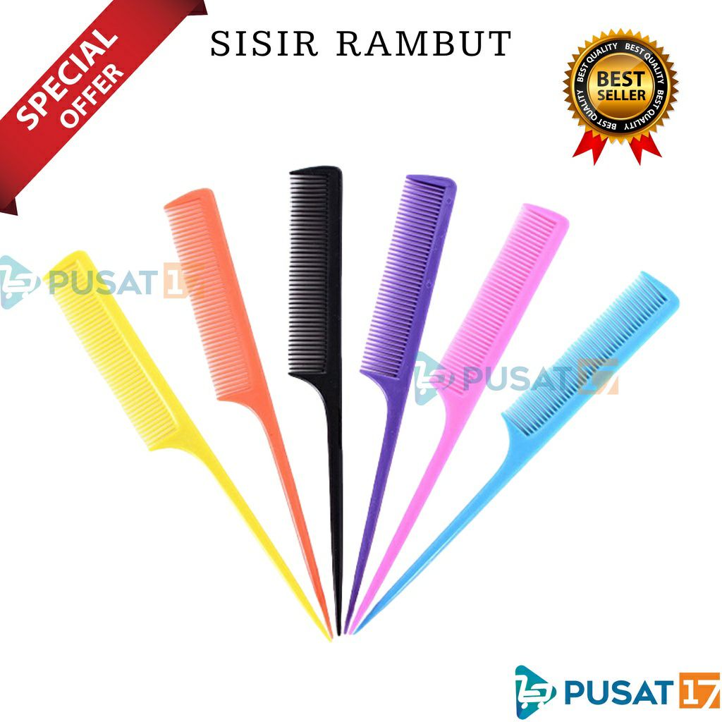 COD - SM88 - SISIR RAMBUT PLASTIK POLOS WARNA WARNI LANCIP SISIR RAMBUT UJUNG TAJAM SOUVENIR PERNIKAHAN