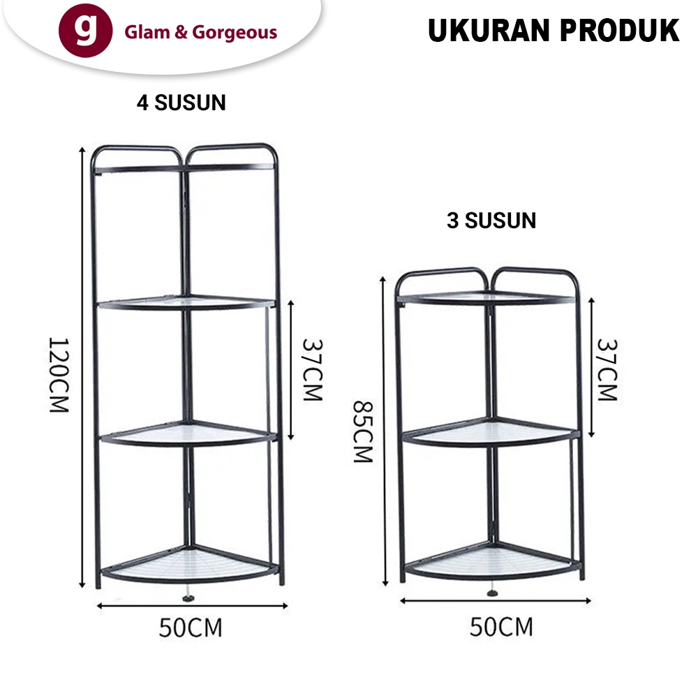 Cadillac Uwen Rak Sudut Segitiga Tempat Penyimpanan Serbaguna Metal Storage Rack CDLC007