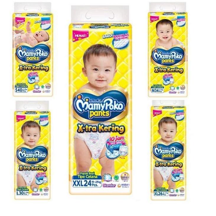 Terbaik.. MAMYPOKO PANTS X-TRA KERING PAMPES MAMY POKO MURAH POPOK MAMY POKO S40 M34 L30 XL26 XXL24