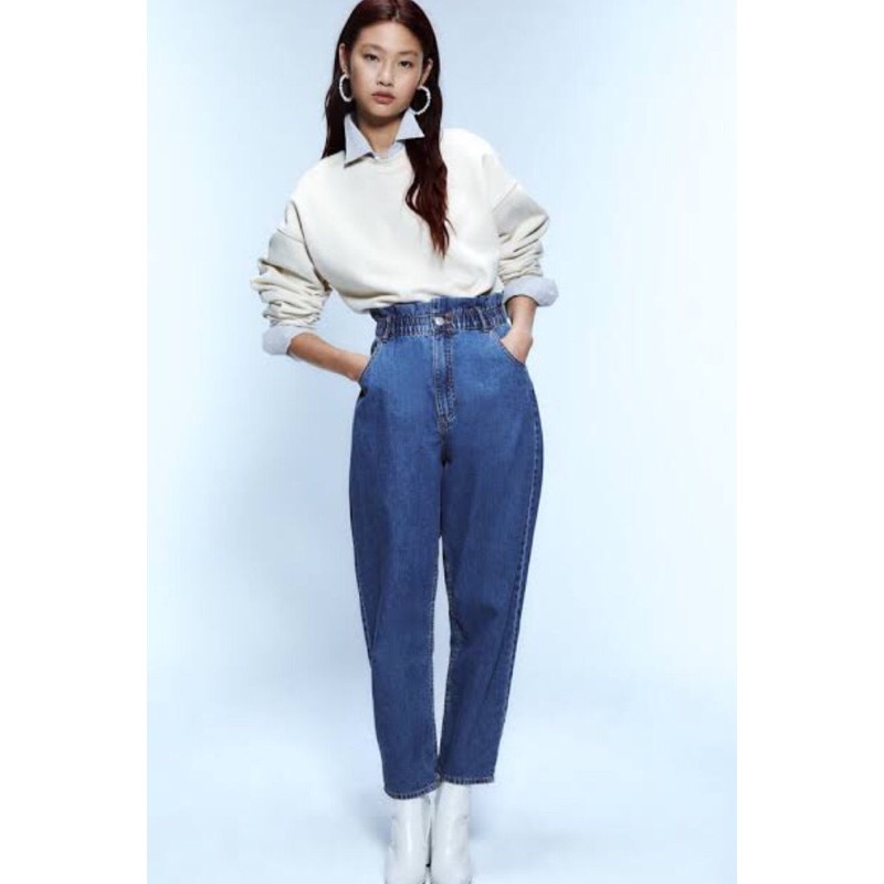 zara baggy paperbag jeans