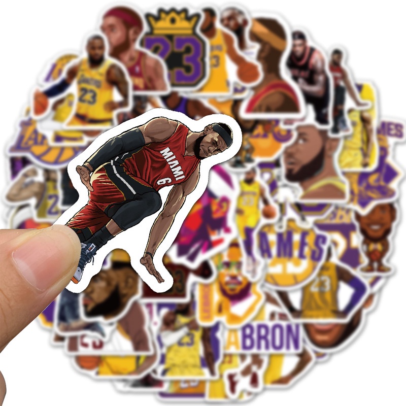 50 NBA basketball superstar Lebron James stickers personalized suitcase guitar computer notebook waterproof stickers